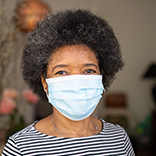 woman wearing a protective mask